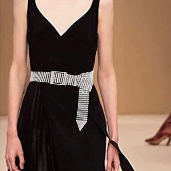 NWT-Crystal Waist Belt for Women Rhinestone Chain Belt O-Ring Waistband Belt - Picture 5 of 7